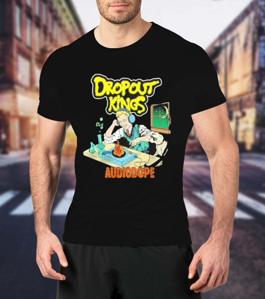 Dropout Kings Audio Dope Scientist Listening With Headphones And Chemistry Setup T-Shirt