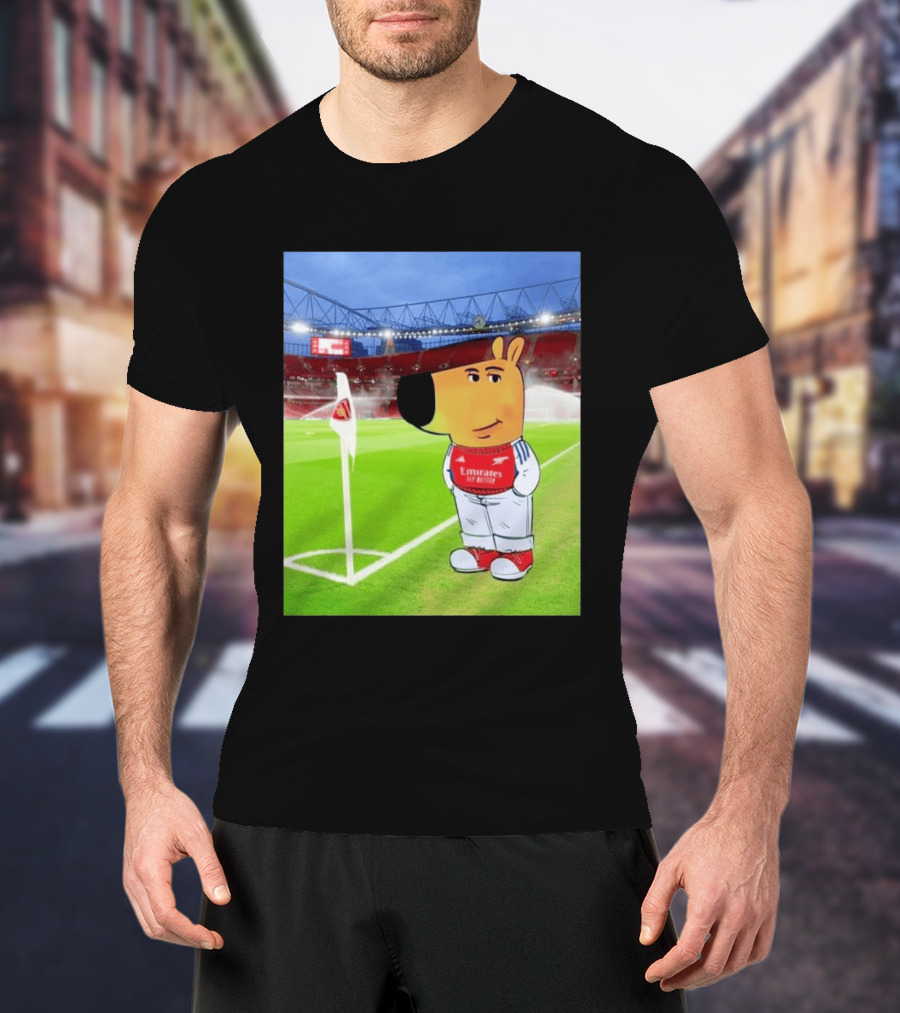 Chill Cartoon Dog In Arsenal Kit At Stadium Awaiting UCL Victory T-Shirt