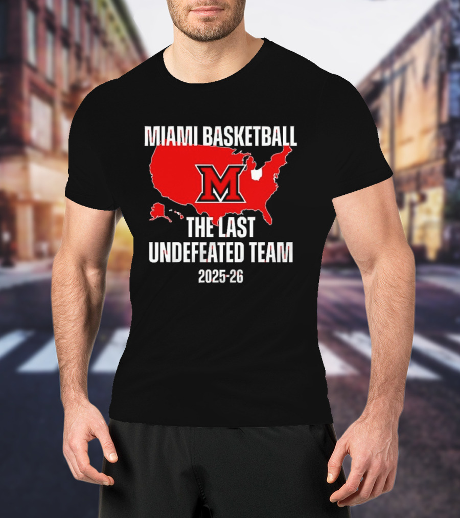 Miami Basketball RedHawks The Last Undefeated Team 2025 26 USA Map T-Shirt