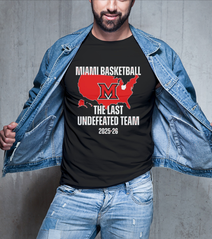 Miami Basketball RedHawks The Last Undefeated Team 2025 26 USA Map T-Shirt
