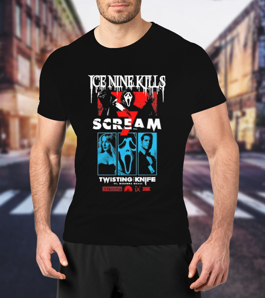 Ice Nine Kills Scream 7 Ghostface Twisting Knife Curtain Call T-Shirt