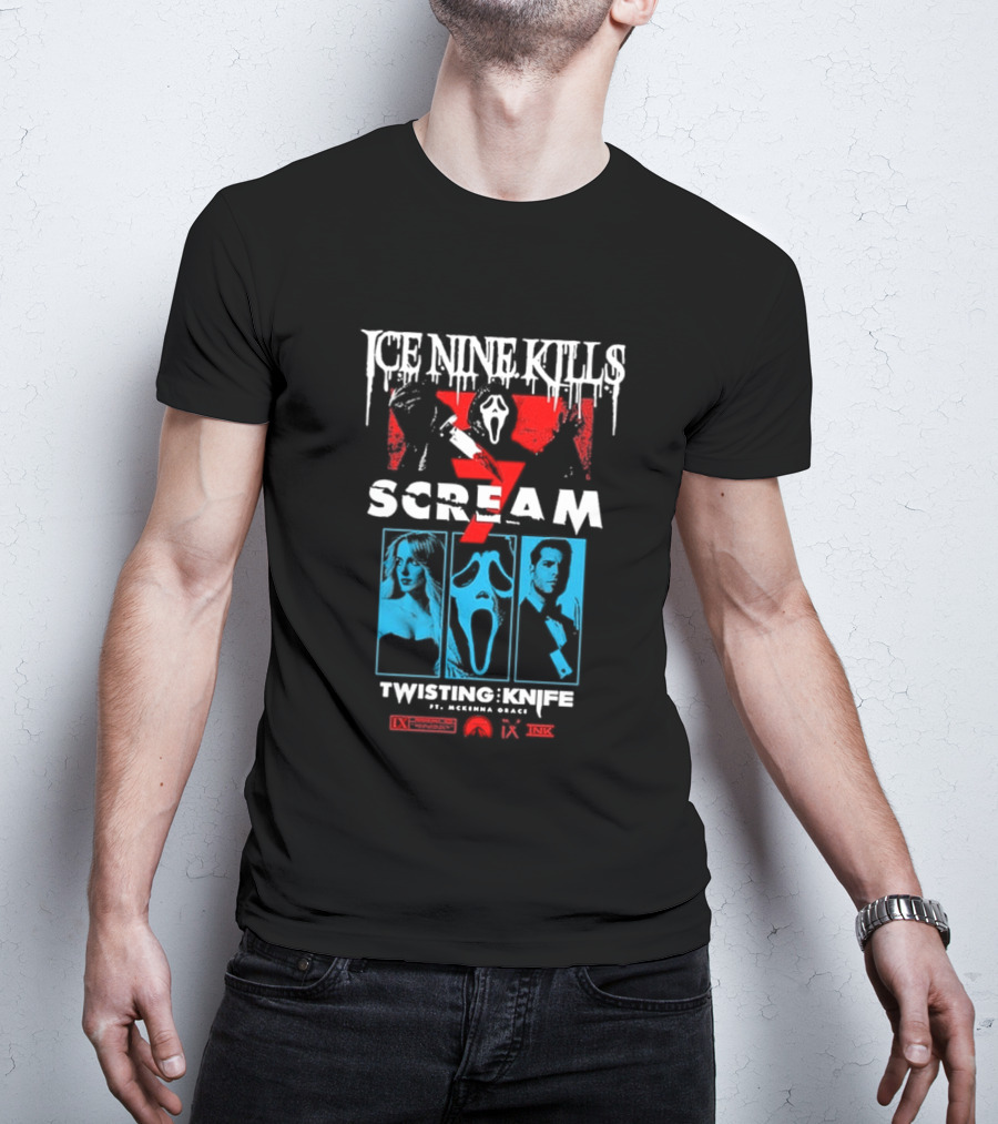 Ice Nine Kills Scream 7 Ghostface Twisting Knife Curtain Call T-Shirt