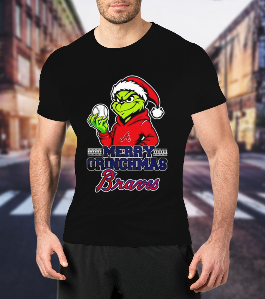 Atlanta Braves Grinch Santa Merry Grinchmas 2025 T-Shirt