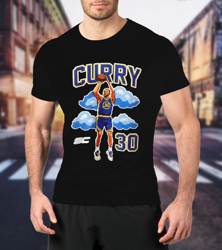 Stephen Curry Golden State Warriors 8 Bit Cloud Basketball 30 T-Shirt