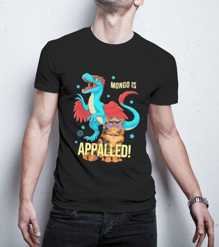 Mongo Is Appalled Princess Cat Riding Dinosaur With Stars T-Shirt