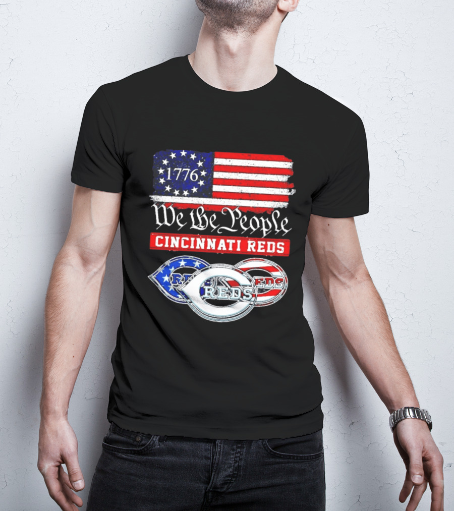 We The People 1776 Cincinnati Reds American Flag T-Shirt