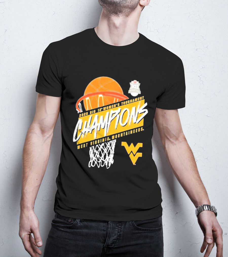 2026 Big 12 Women's Tournament Champions West Virginia Mountaineers Basketball T-Shirt