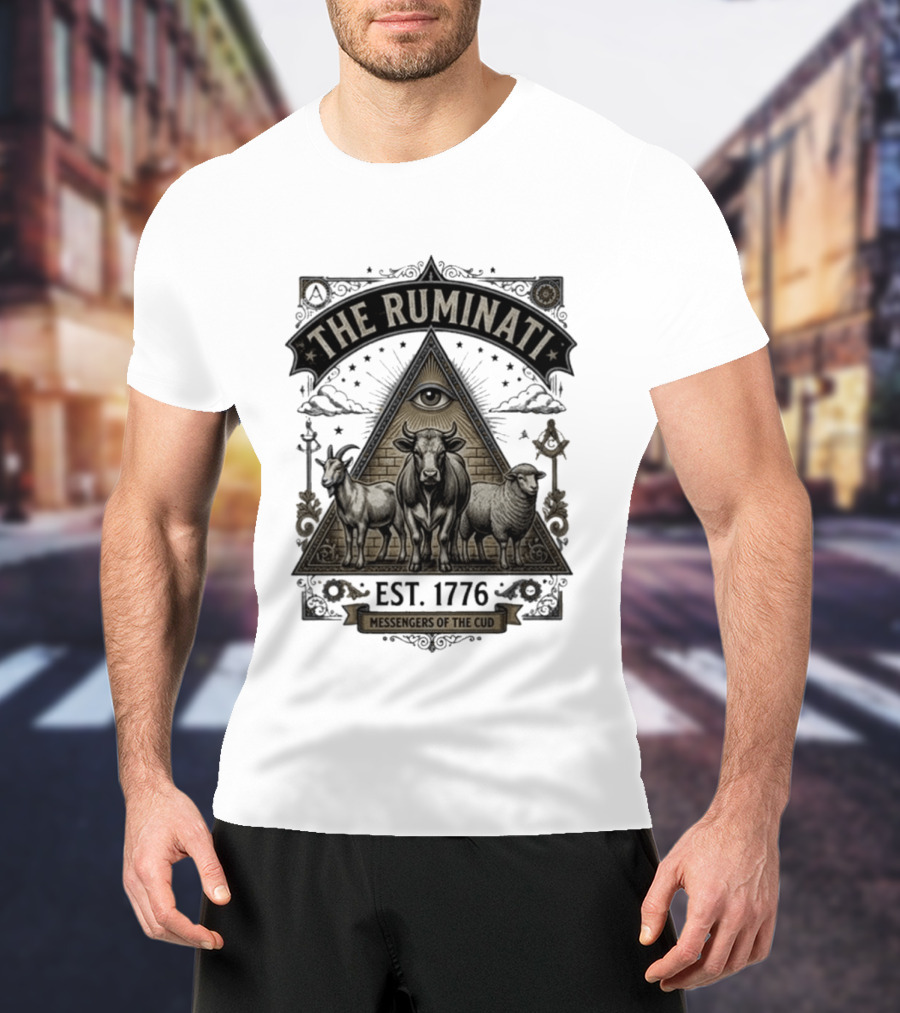 The Ruminati Est 1776 Messengers Of The Cud Eye Triangle Cow Sheep Goat T-Shirt