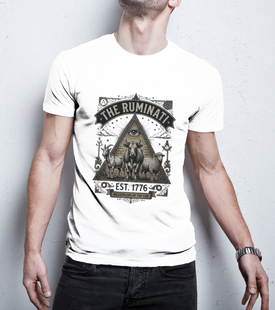 The Ruminati Est 1776 Messengers Of The Cud Eye Triangle Cow Sheep Goat T-Shirt