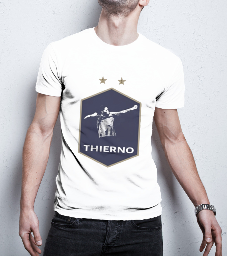 Thierno Barry Blue Hexagonal Emblem Soccer Celebration Stars T-Shirt