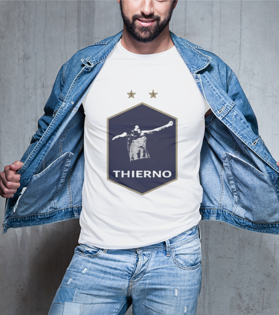 Thierno Barry Blue Hexagonal Emblem Soccer Celebration Stars T-Shirt