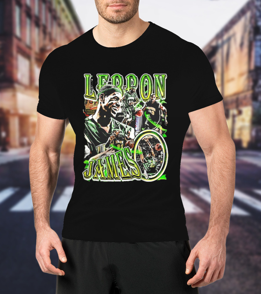 LeBron James Irish St. Patrick's Day Green Collage Basketball T-Shirt