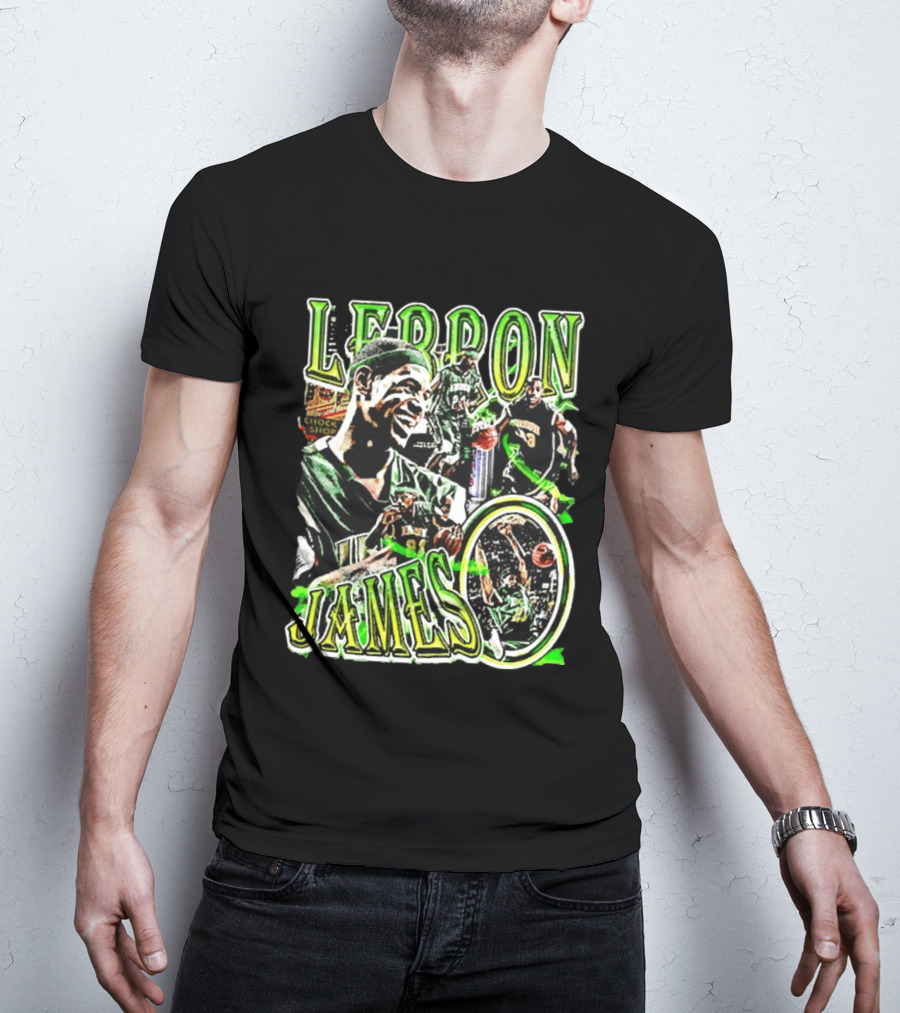 LeBron James Irish St. Patrick's Day Green Collage Basketball T-Shirt