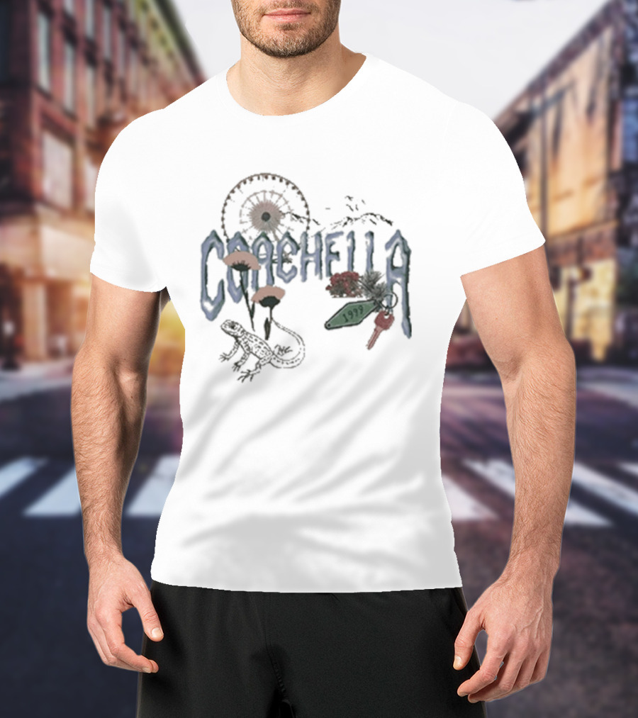Coachella Desert Sunset Cactus Lizard T-Shirt