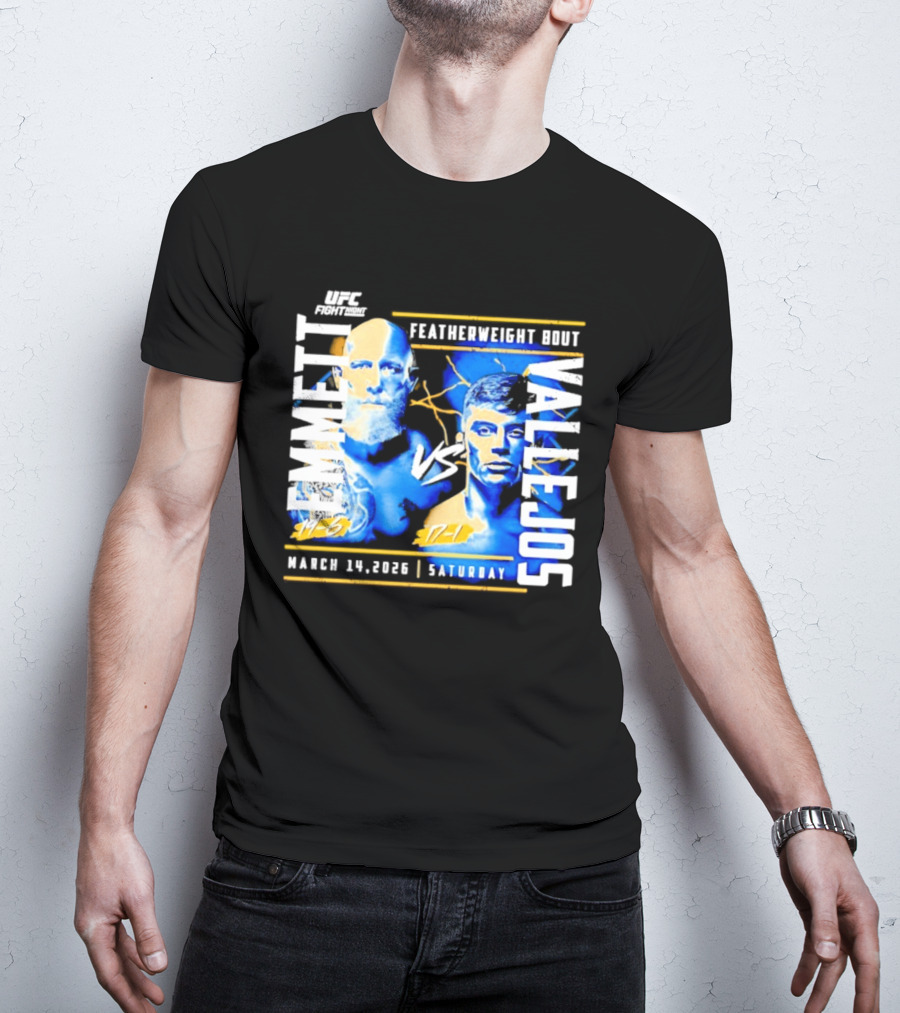 UFC Fight Night 2026 Featherweight Bout Emmett Vs Vallejos March 14 Saturday T-Shirt