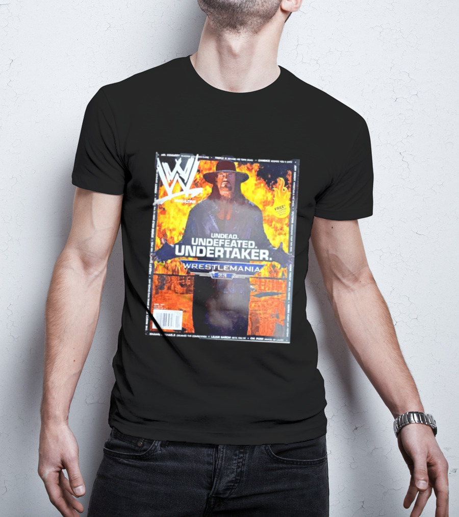 WWE Undead Undefeated Undertaker Wrestlemania 23 Magazine Cover T-Shirt