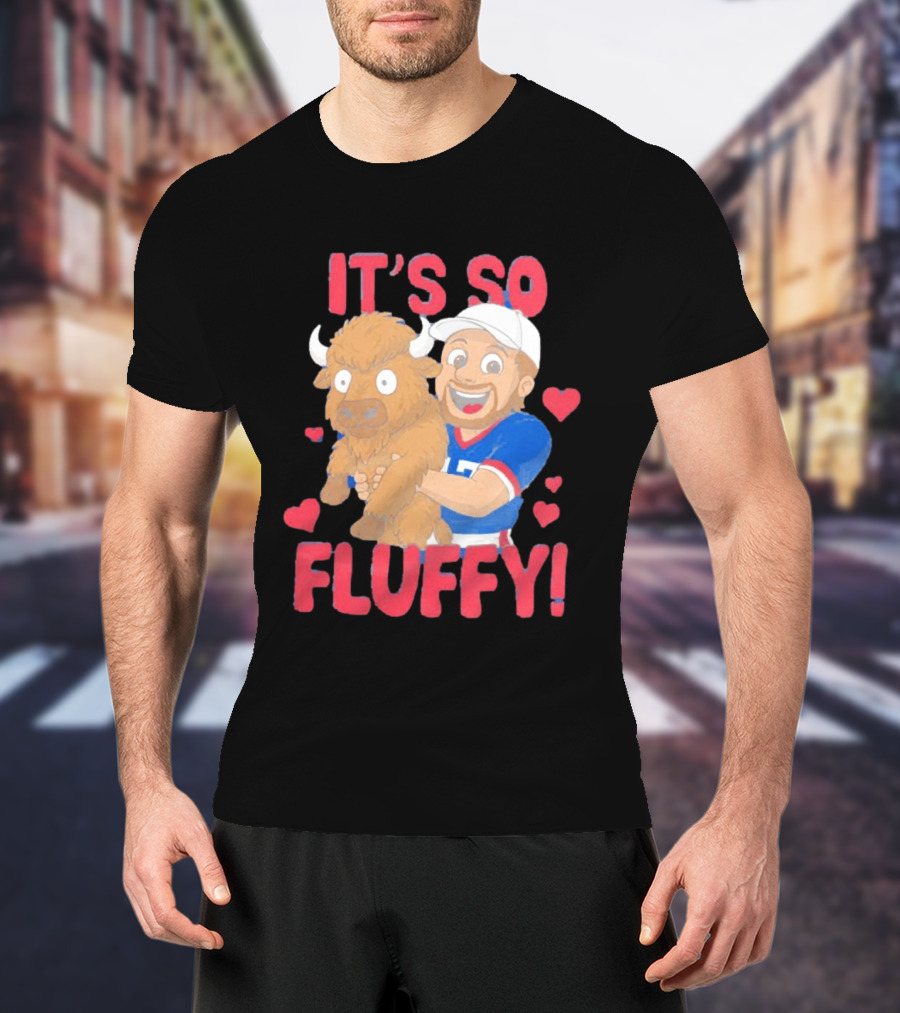 It's So Fluffy Josh Allen Buffalo Bills Cartoon Hearts T-Shirt