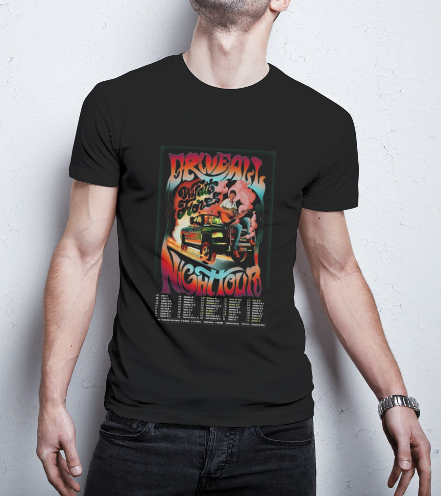 Drive All Night Wyatt Flores Tour 2026 With Retro Truck And Guitar T-Shirt