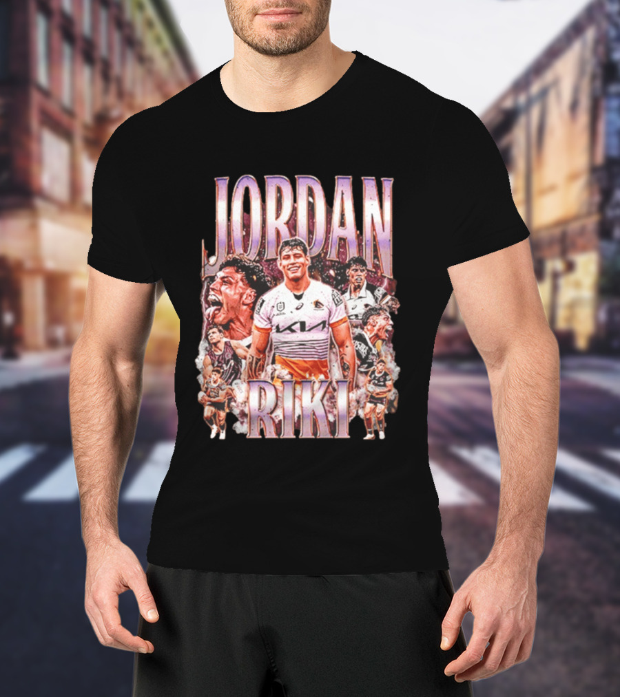 Jordan Riki Brisbane Broncos NRL Rugby Player Action Collage T-Shirt