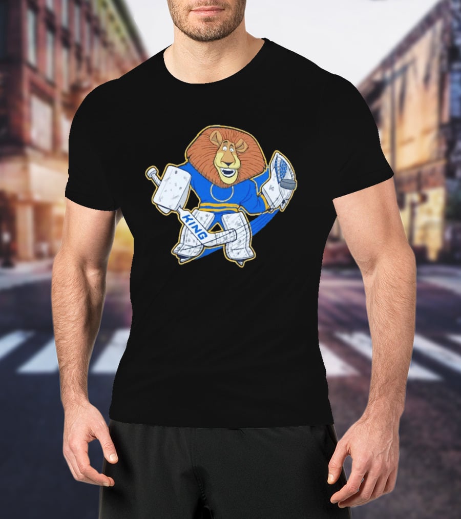 King Of The Crease Sabres Hockey Goalie Lion T-Shirt