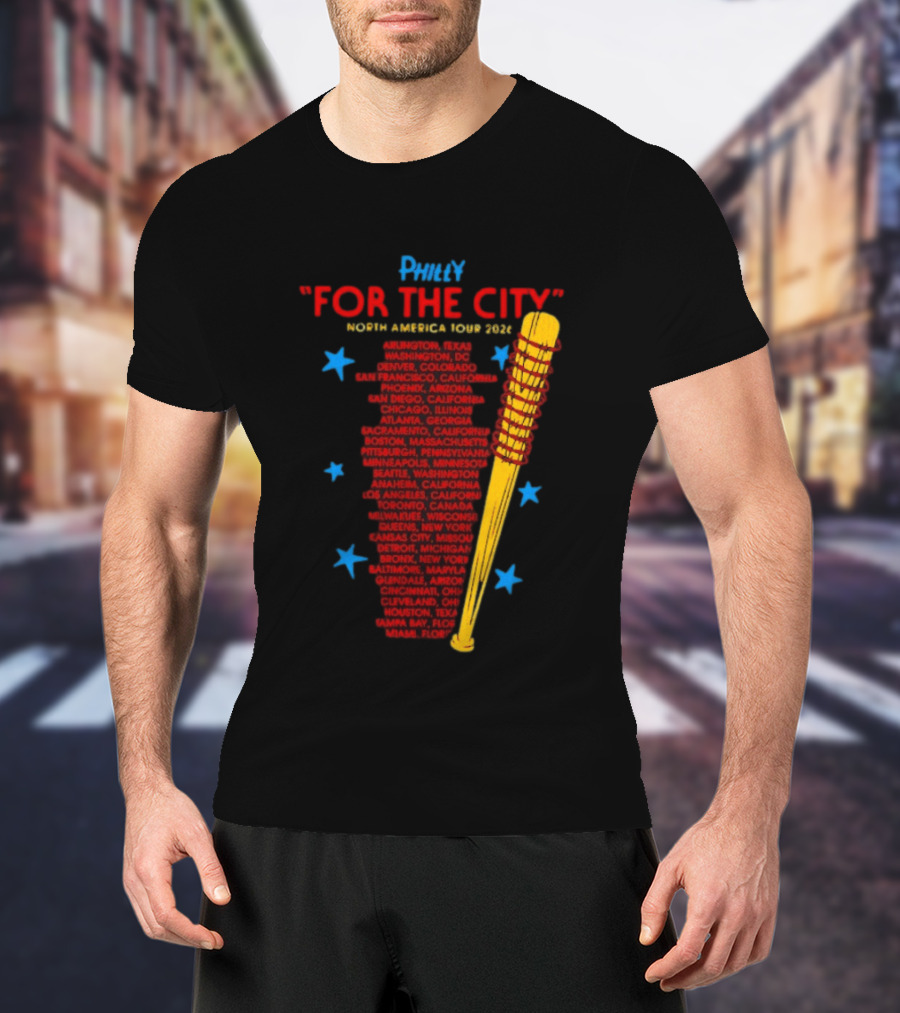 Philly For The City North America Tour 2026 Baseball Bat And Stars T-Shirt