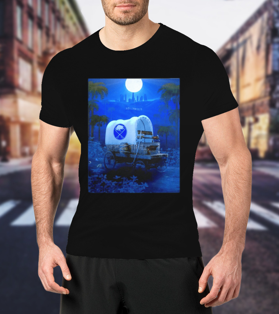 Buffalo Sabres Covered Wagon Hollywood Full Moon Scene T-Shirt