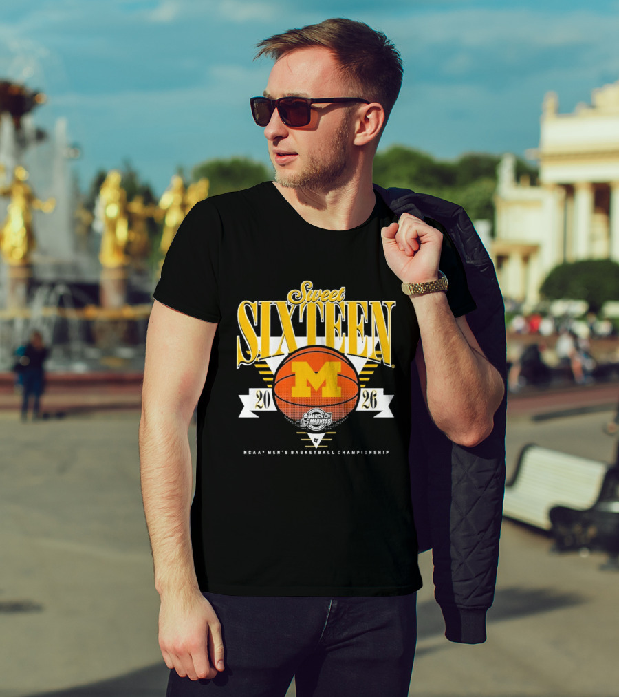 Michigan Wolverines Sweet Sixteen NCAA Men's Basketball Championship 2026 T-Shirt