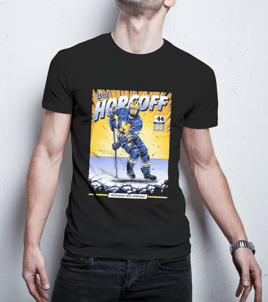 Michigan Wolverines Will Horcoff 44 Center Hockey Comic T-Shirt