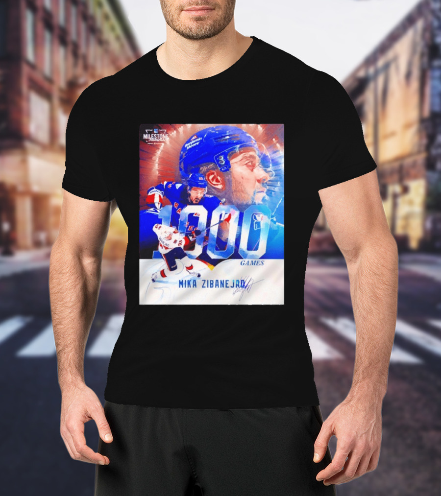 Mika Zibanejad New York Rangers 1000 Games Milestone NHL Career Celebration T-Shirt