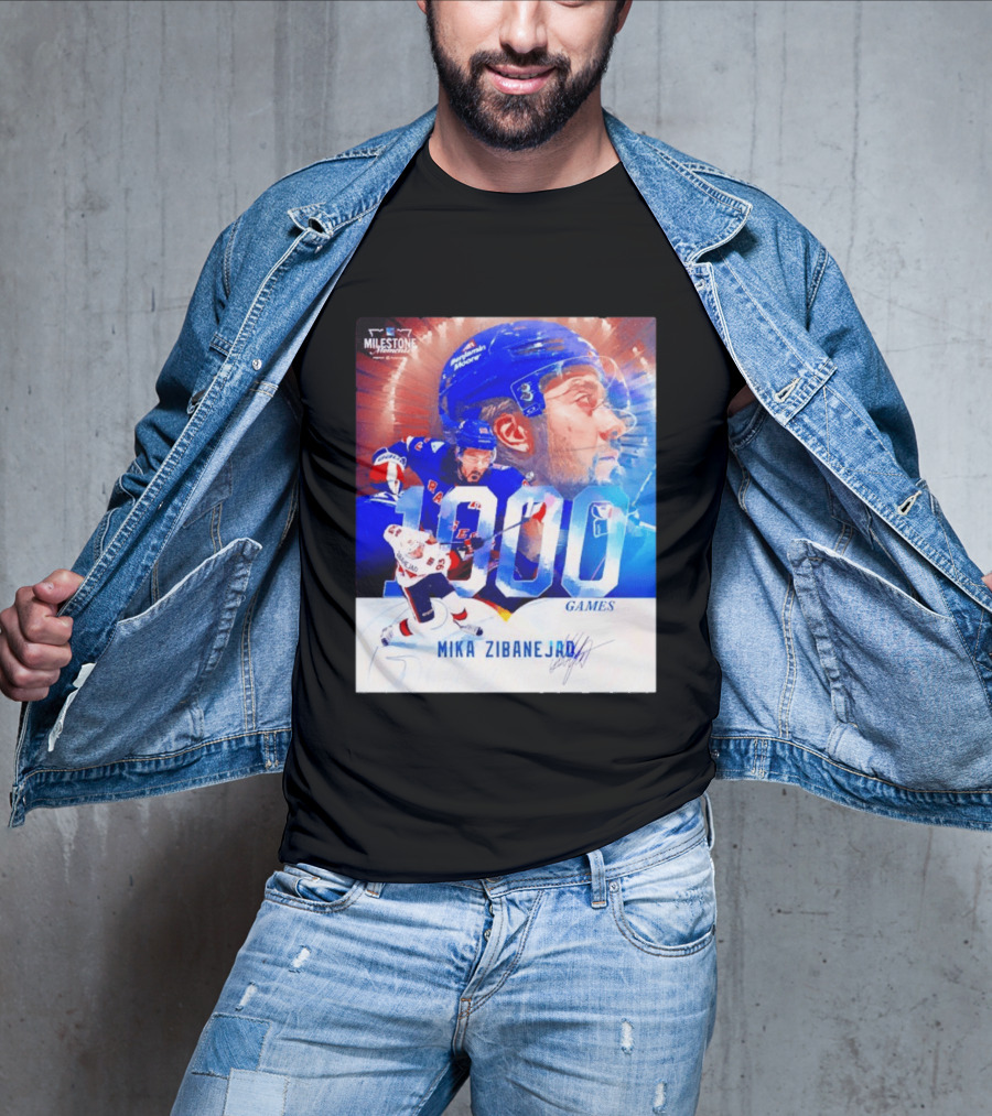 Mika Zibanejad New York Rangers 1000 Games Milestone NHL Career Celebration T-Shirt