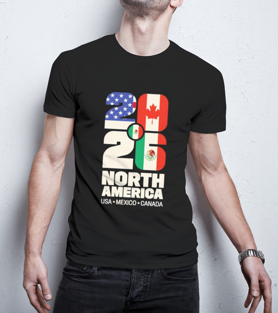 FIFA World Cup 2026 North America USA Mexico Canada Flags T-Shirt