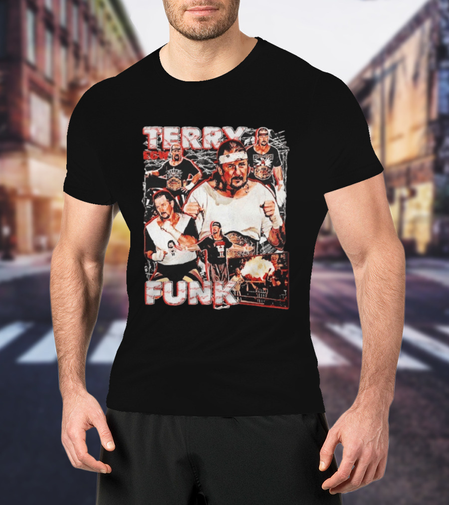 Terry Funk ECW Wrestling Collage T-Shirt