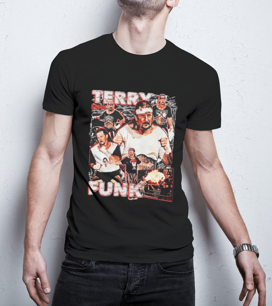 Terry Funk ECW Wrestling Collage T-Shirt