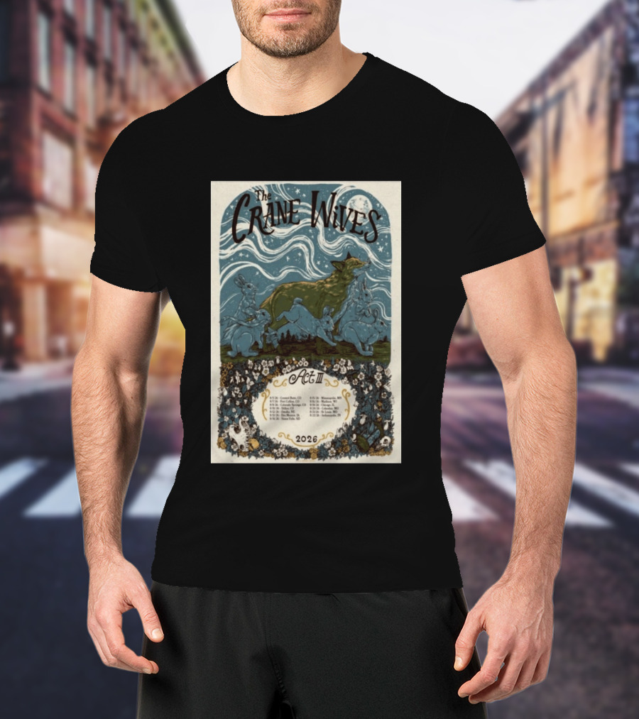 The Crane Wives Act III Concert Tour August 2026 Moonlit Forest Animals T-Shirt