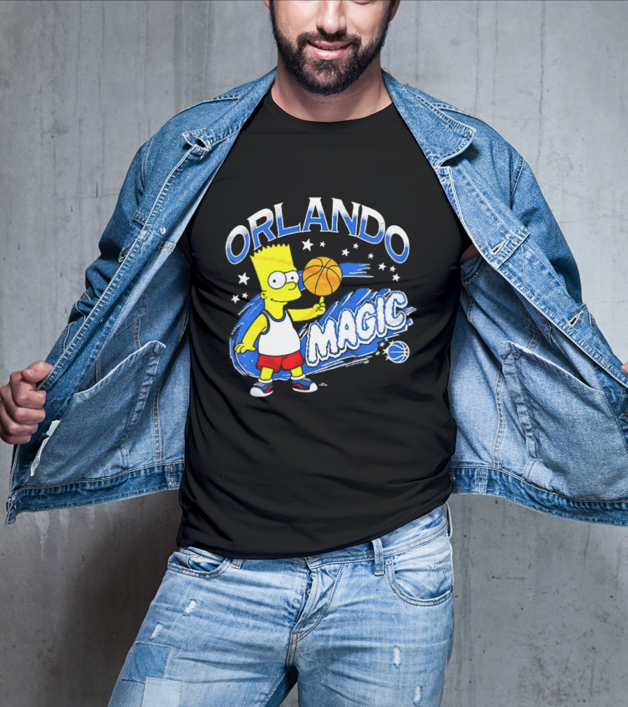 Bart Simpsons Orlando Magic NBA Basketball Cartoon T-Shirt