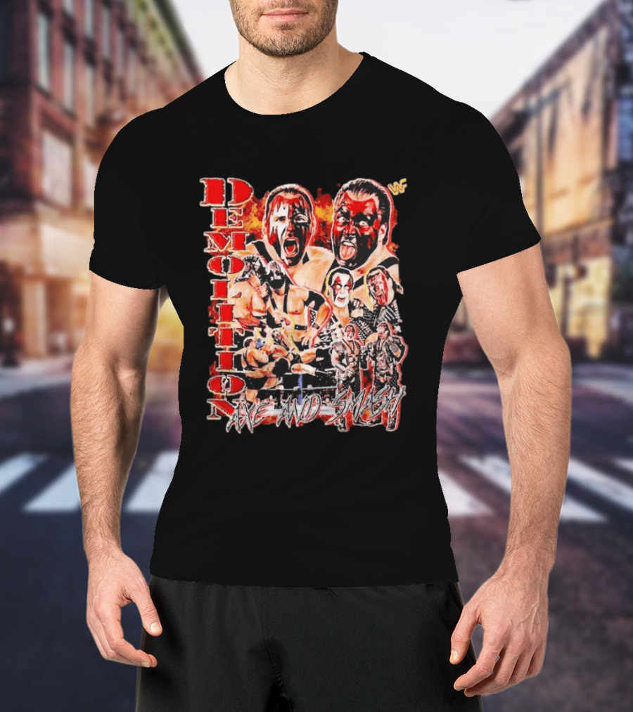 Demolition WWF Axe And Smash Wrestling Collage T-Shirt
