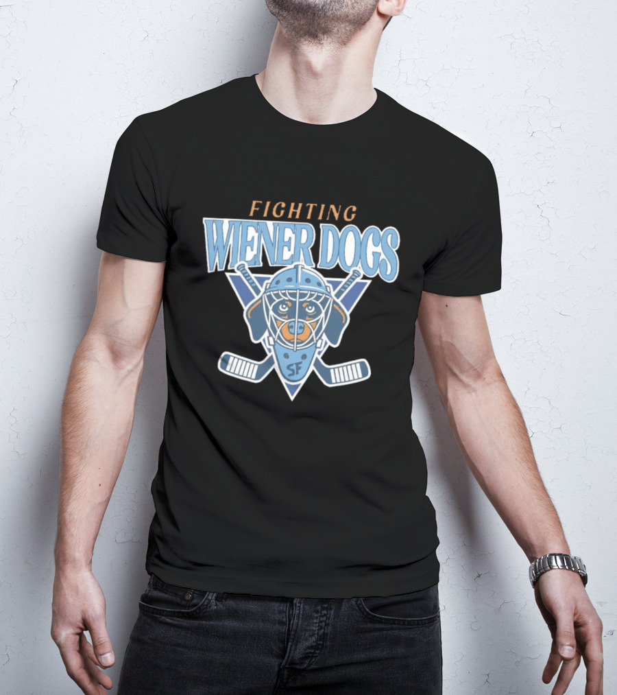 Fighting Wiener Dogs Hockey Mask SF Crossed Sticks T-Shirt