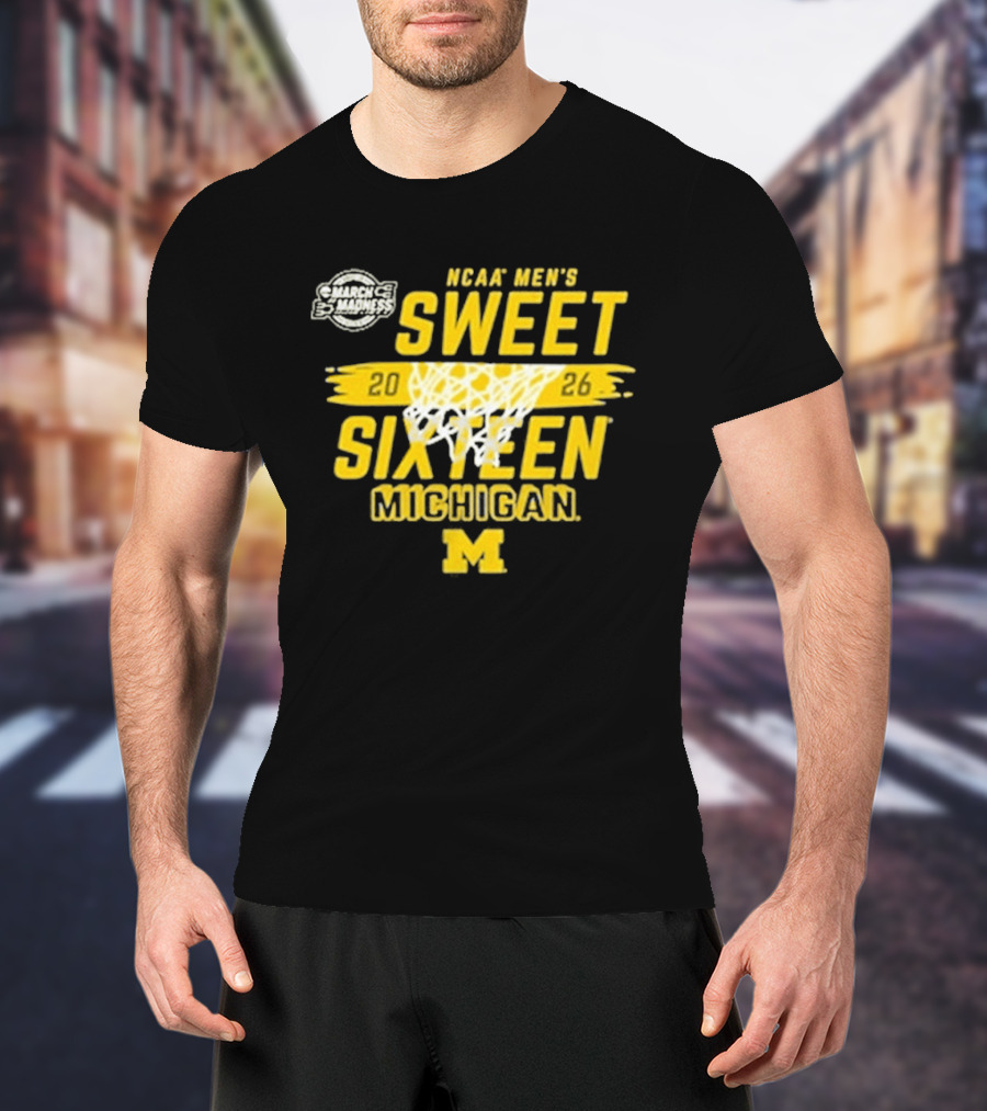 Michigan Wolverines NCAA Men's Basketball Sweet 16 2026 T-Shirt