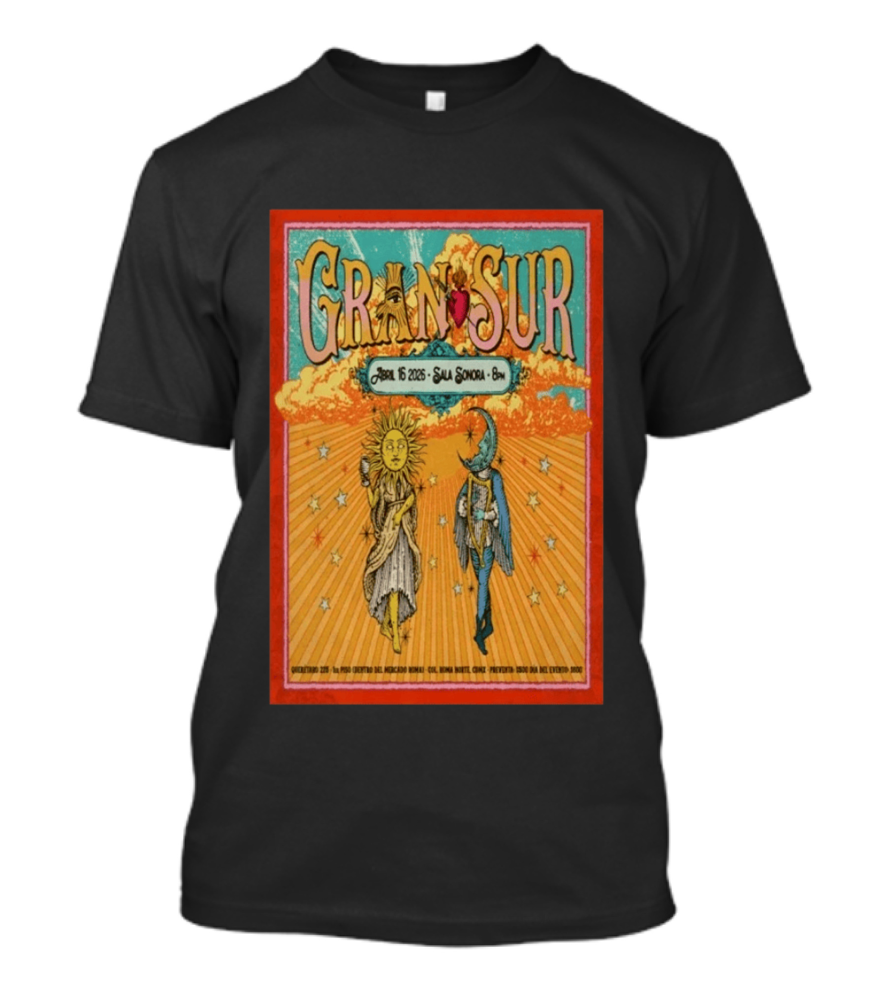 Gran Sur Abril 16 2026 Sala Sonora Roma Norte Mexico City Sun And Moon T-Shirt