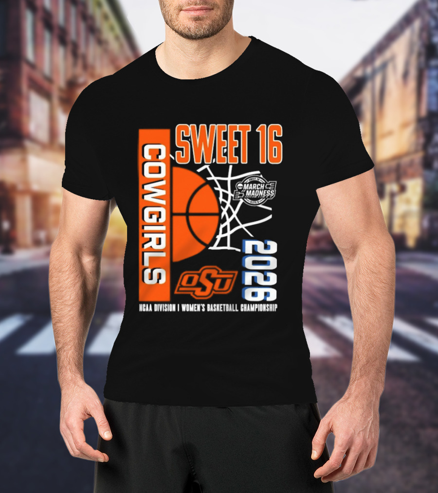 Oklahoma State Cowgirls Sweet 16 2026 NCAA Division I Women's Basketball March Madness Championship T-Shirt