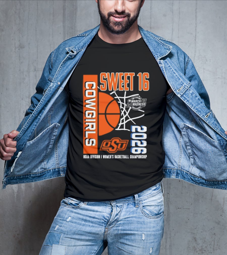 Oklahoma State Cowgirls Sweet 16 2026 NCAA Division I Women's Basketball March Madness Championship T-Shirt