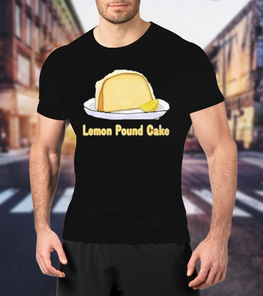 Lemon Pound Cake Slice On Plate With Lemon Wedge T-Shirt