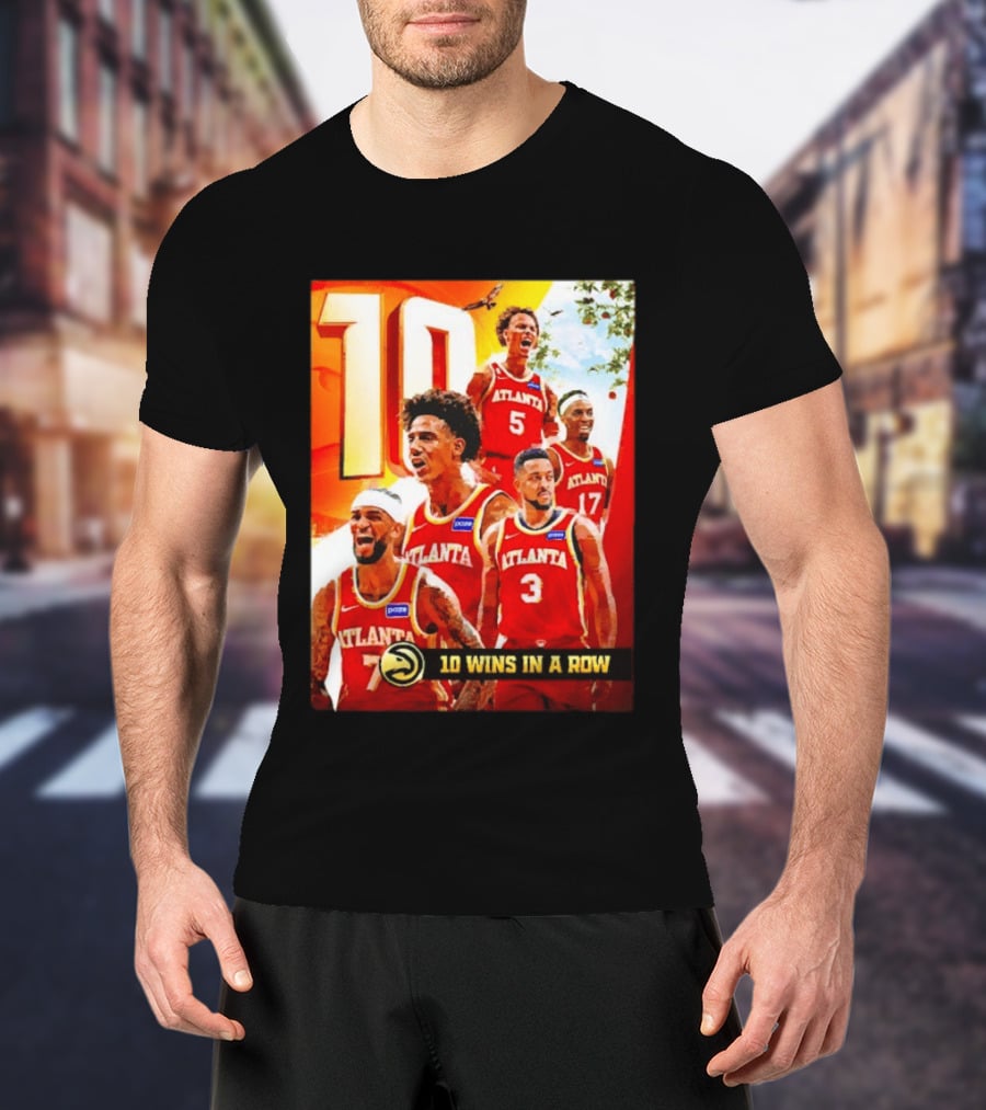 Atlanta Hawks NBA 10 Wins In A Row Players Celebration T-Shirt