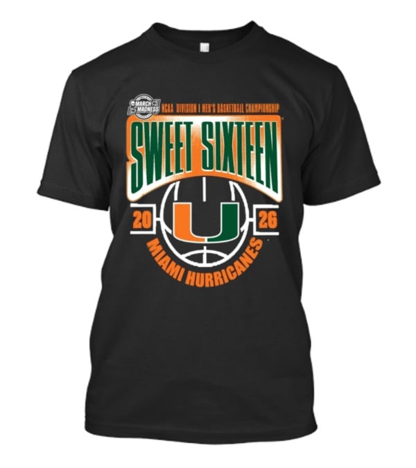 NCAA Division I Men's Basketball March Madness 2026 Sweet Sixteen Miami Hurricanes T-Shirt