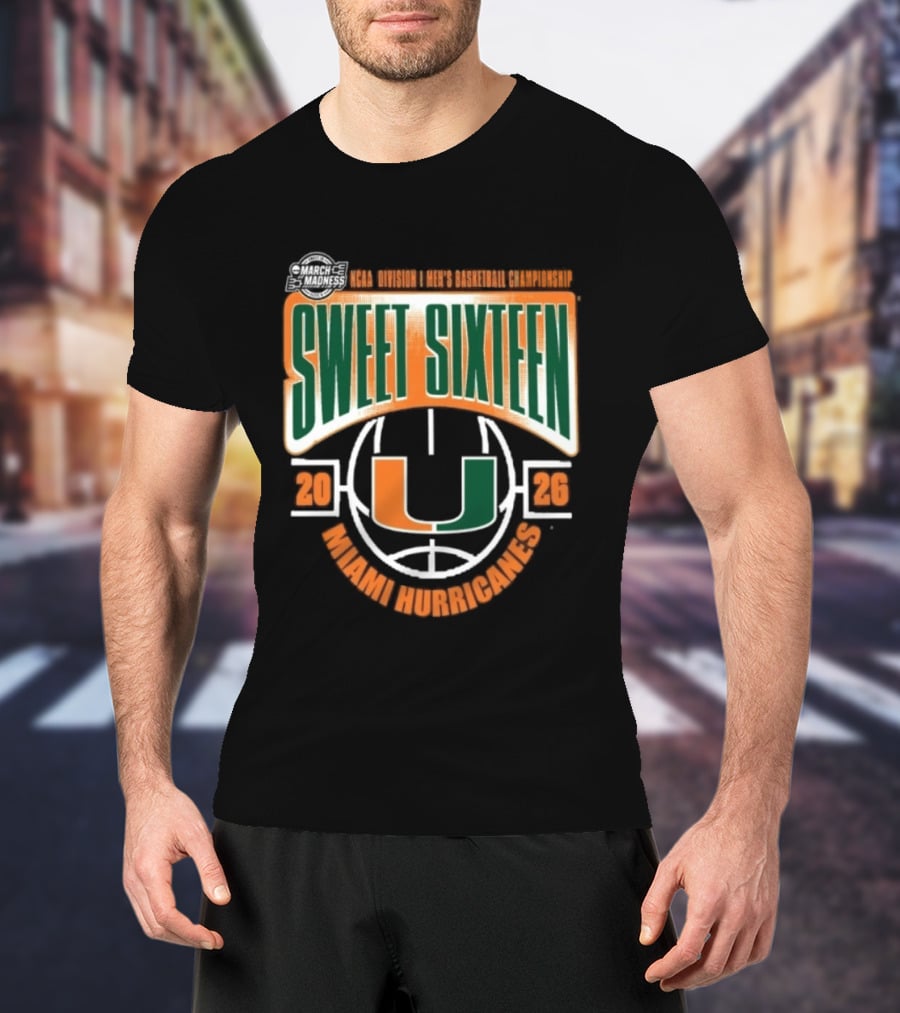 NCAA Division I Men's Basketball March Madness 2026 Sweet Sixteen Miami Hurricanes T-Shirt