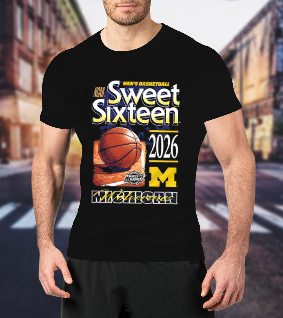 Michigan Wolverines Sweet Sixteen 2026 Basketball NCAA Bound T-Shirt