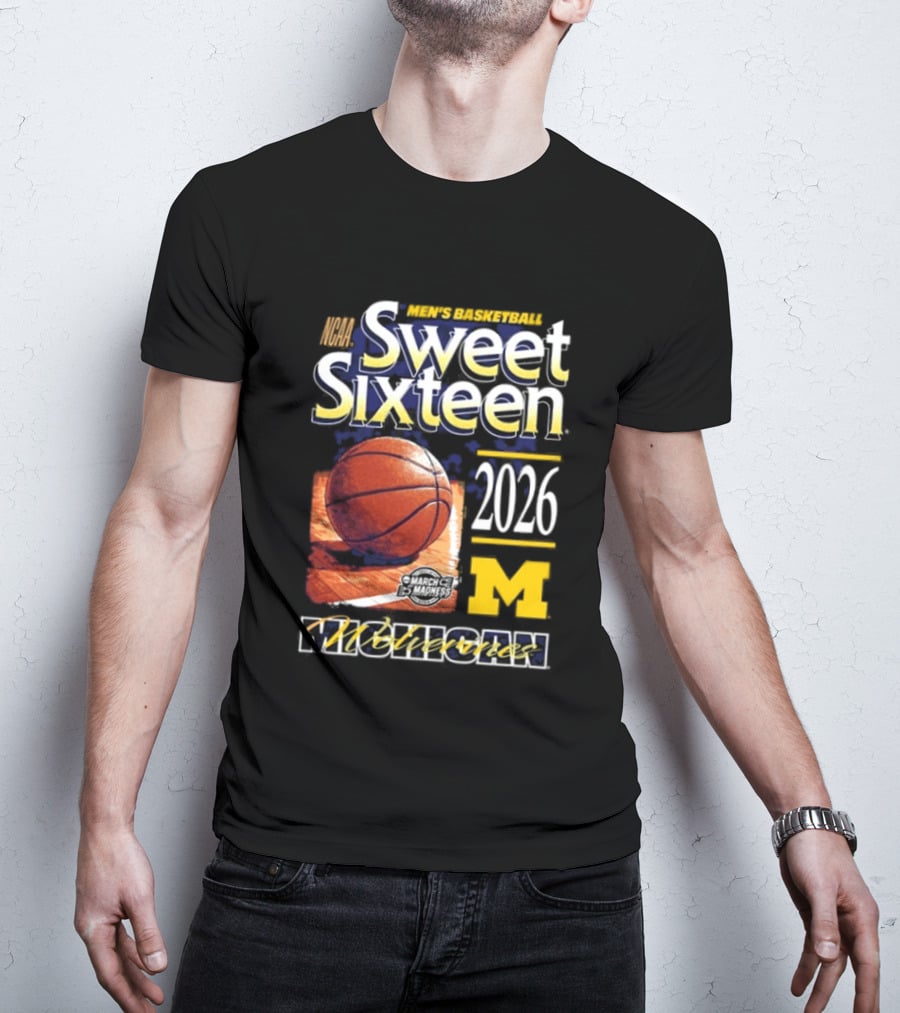 Michigan Wolverines Sweet Sixteen 2026 Basketball NCAA Bound T-Shirt