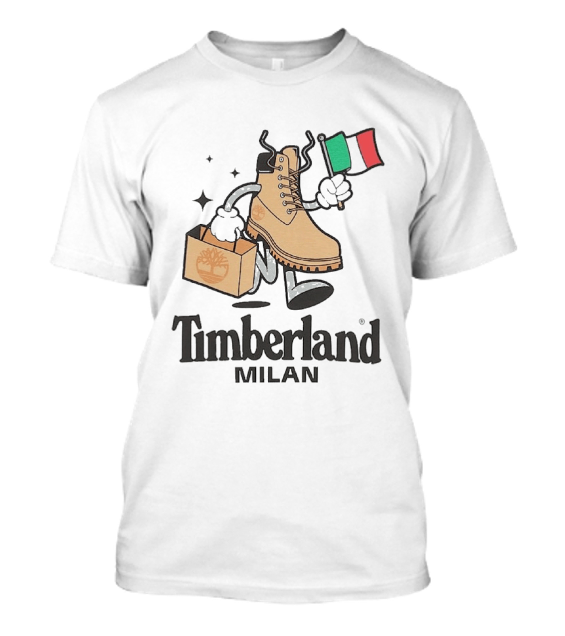 All Gender Timberland Boot Shopping With Italian Flag In Milan T-Shirt