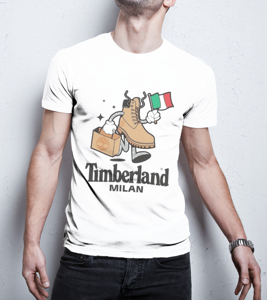 All Gender Timberland Boot Shopping With Italian Flag In Milan T-Shirt
