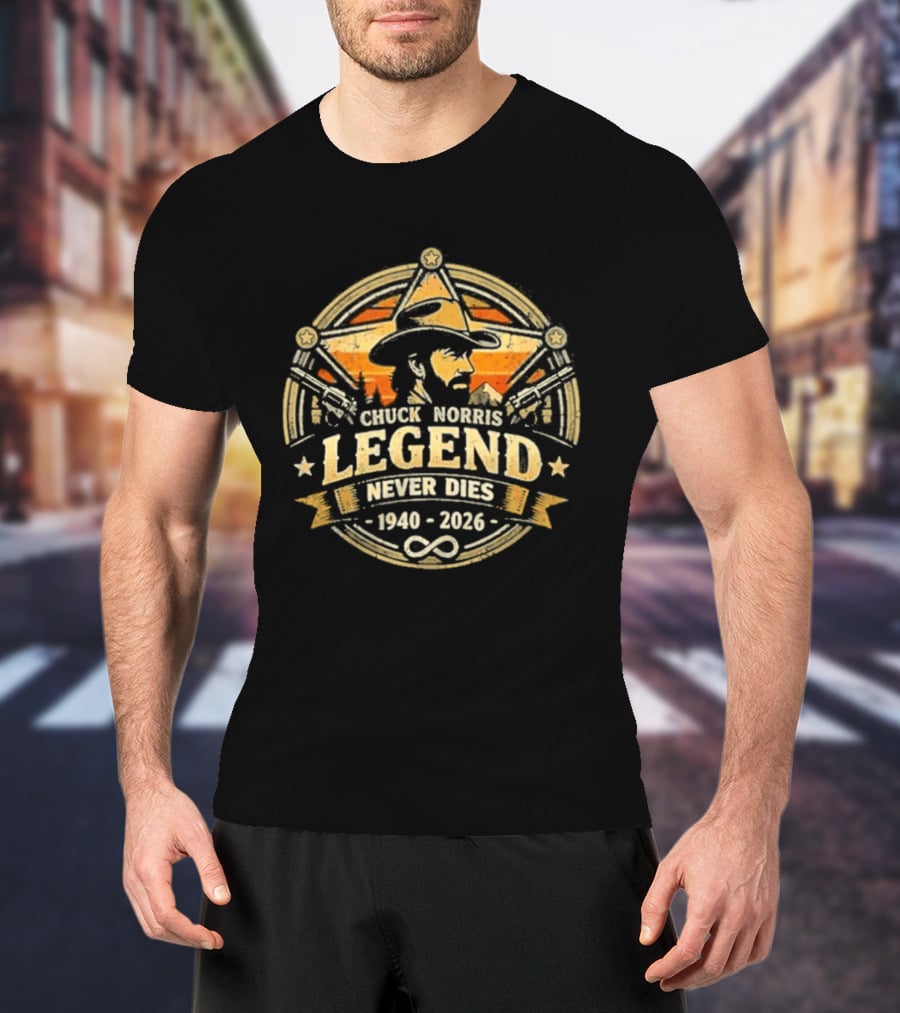 Chuck Norris Legend Never Dies Cowboy 1940 2026 Infinity T-Shirt